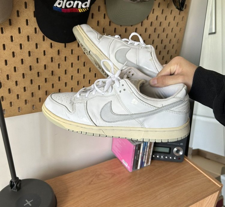 2002 Nike Dunk Low Pro Sb White Grey Patent Leather