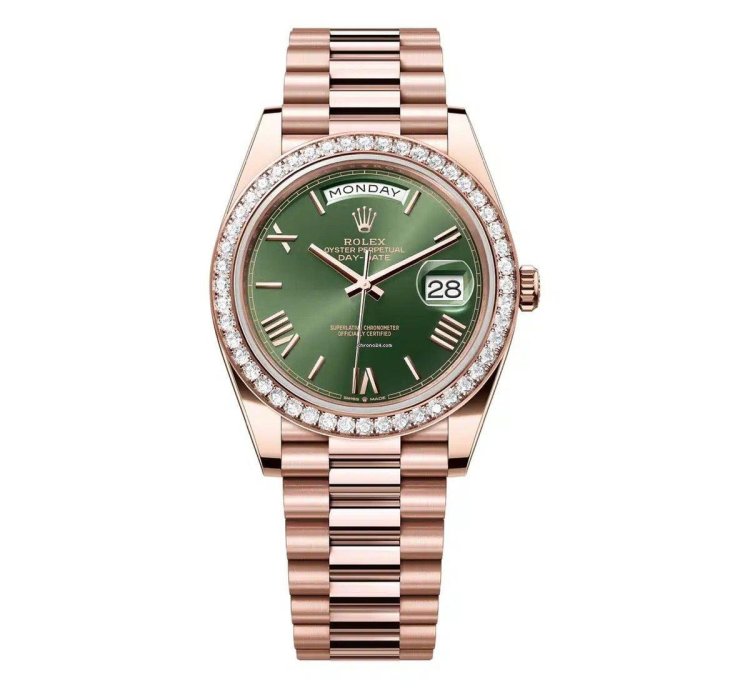 Rolex Day-date 40 New 2023 228345rbr Green Roman Everose Gold President Diamond