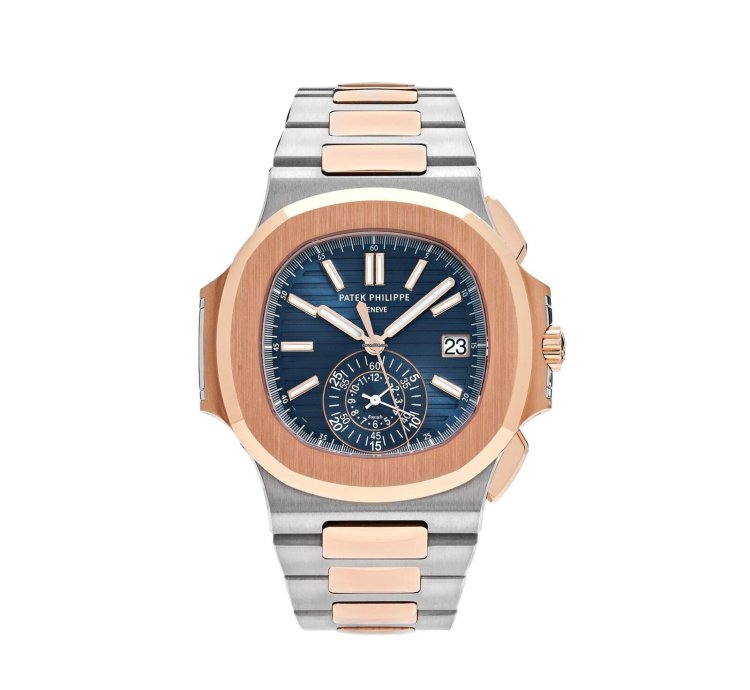 Patek Philippe Nautilus Chronograph Date 40 5mm Rose Gold Steel Blue Dial 5980 1ar-001