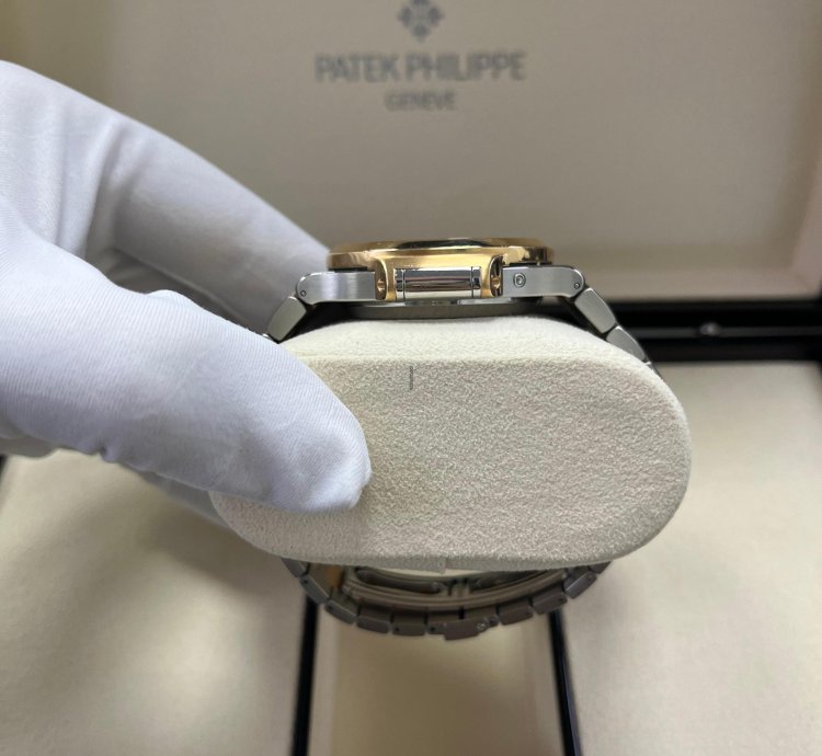 Patek Philippe Nautilus Chronograph Date 40 5mm Rose Gold Steel Blue Dial 5980 1ar-001