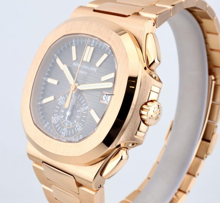 Patek Philippe Nautilus Chronograph In 18k Rose Gold - With Box And Papers