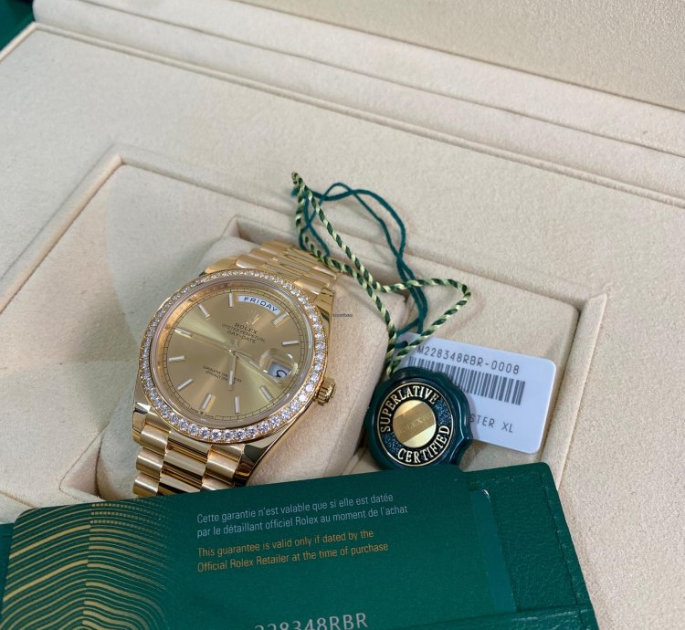 Rolex Day-date 40 New 2023 Unworn Day-date 40 President Yellow Gold Champagne Index Dial Diamond-set Bezel