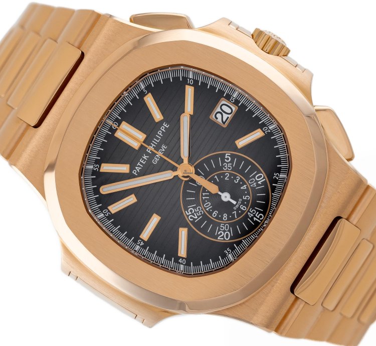 Patek Philippe Nautilus Chronograph Rose Gold 18k Black Dial Ref 5980 1r-001 Full Set