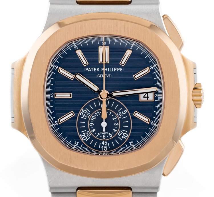 Patek Philippe Nautilus Chronograph Steel Rose Gold 18k Blue Dial Ref 5980 1ar-001 Full Set