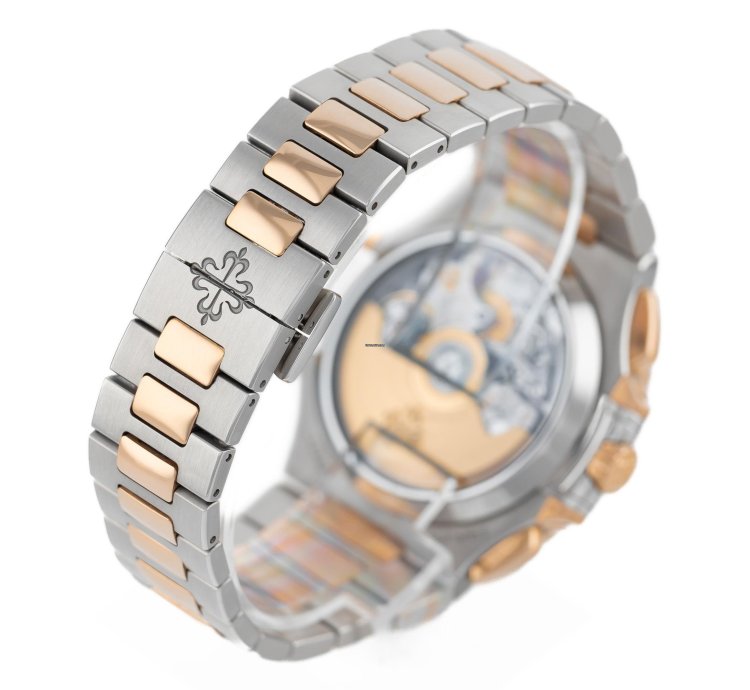 Patek Philippe Nautilus Chronograph Steel Rose Gold 18k Blue Dial Ref 5980 1ar-001 Full Set