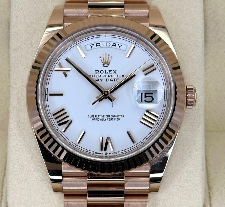 Rolex Day-date 40 New 2024 Day-date 40mm 228235 Presidential Rose Gold White Dial