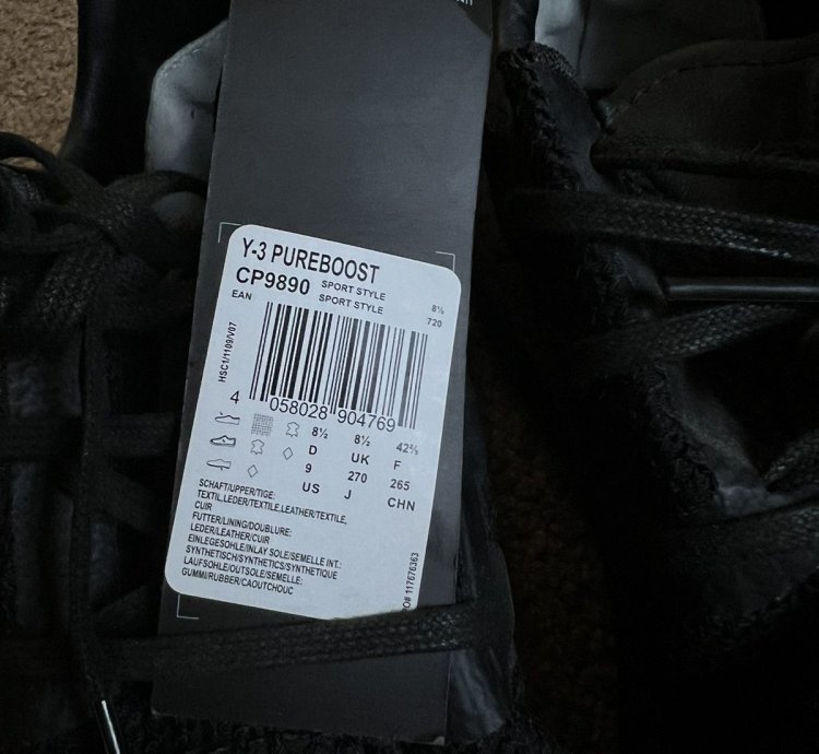 -3 Pure Boost Black Black Size 9