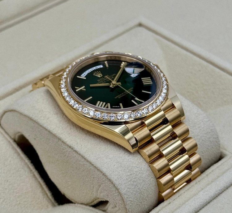 Rolex Day-date 40 New 2024 Day-date 40mm 228348rbr Presidential Diamond Bezel Green Dial