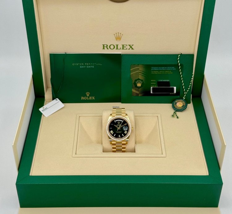 Rolex Day-date 40 New 2024 Day-date 40mm 228348rbr Presidential Diamond Bezel Green Dial