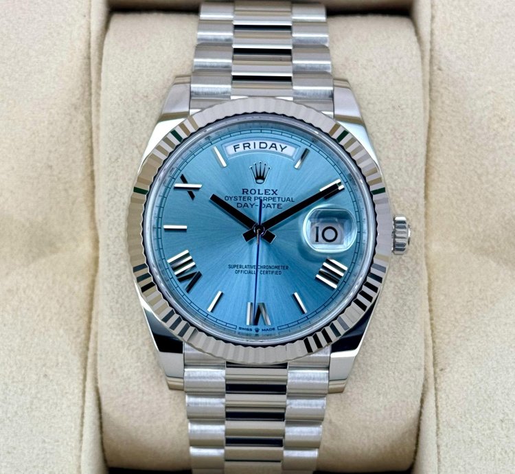 Rolex Day-date 40 New 2024 Day-date Platinum 40mm 228236 Ice-blue Roman Dial