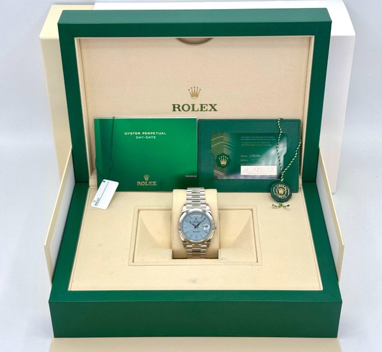 Rolex Day-date 40 New 2024 Rolex Day-date 40mm 228206 Platinum Blue Motif Dial