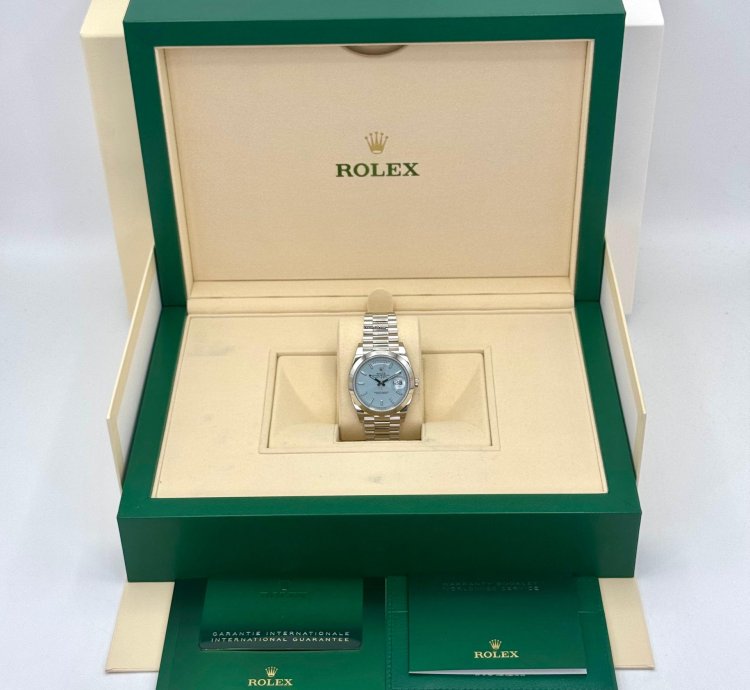 Rolex Day-date 40 New 2024 Rolex Day-date 40mm 228206 Platinum Blue Motif Dial