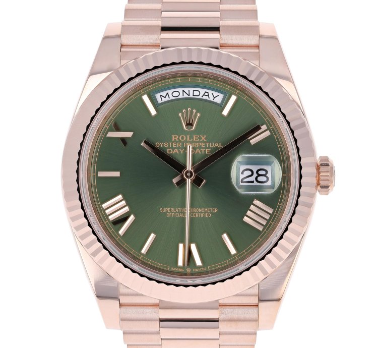 Rolex Day-date 40 New 2025 228235 Olive Green President Rose Gold