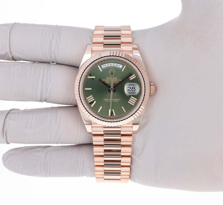 Rolex Day-date 40 New 2025 228235 Olive Green President Rose Gold