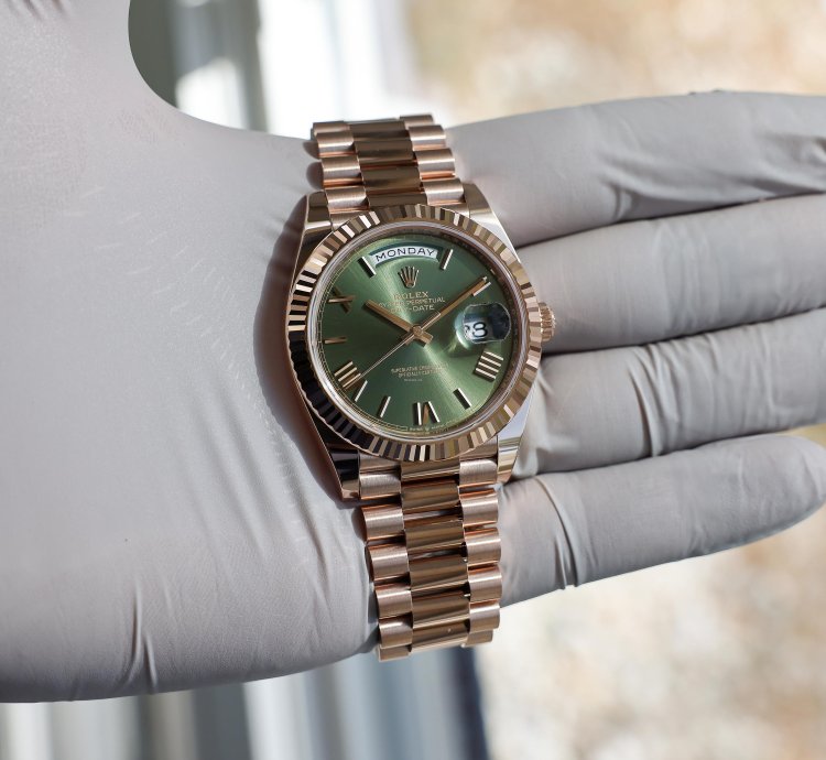 Rolex Day-date 40 New 2025 228235 Olive Green President Rose Gold