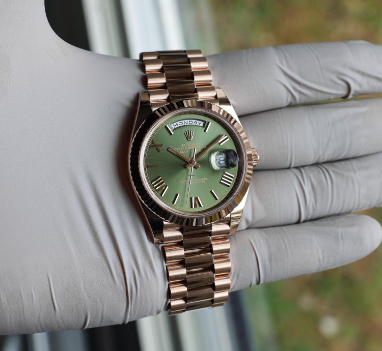 Rolex Day-date 40 New 2025 228235 Olive Green President Rose Gold