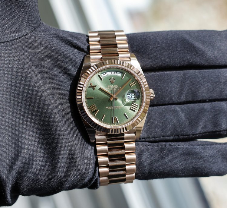Rolex Day-date 40 New 2025 228235 Olive Green President Rose Gold