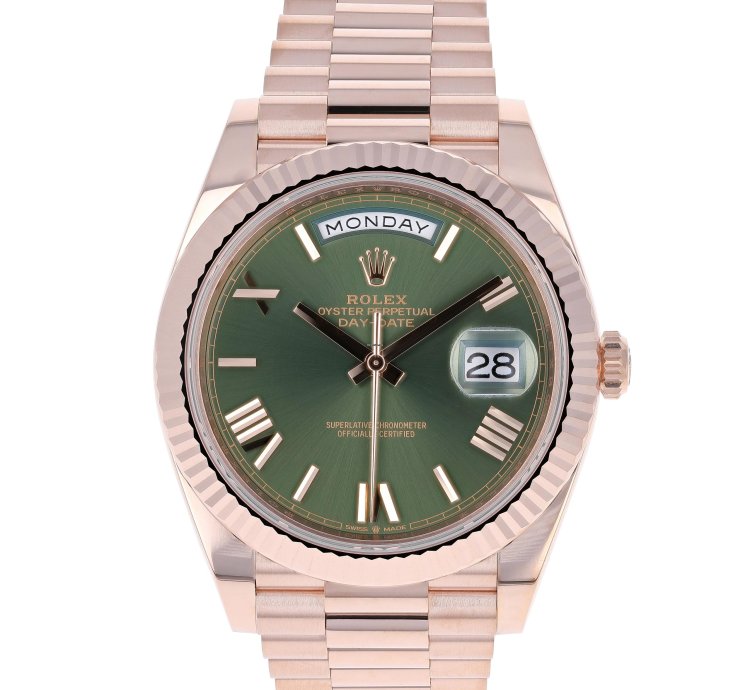 Rolex Day-date 40 New 2025 228235 Olive Green President Rose Gold
