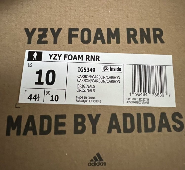 100 Authentic Adidas Yeezy Foam Rnr Carbon Size 10 Ig5349