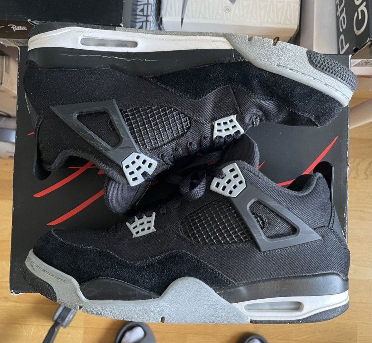 100 Original Nike Air Jordan 4 Retro Se Black Canvas
