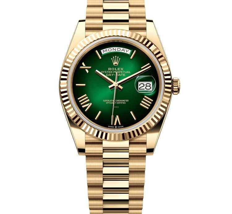 Rolex Day-date 40 New 2025 228238 Green Ombre President Yellow Gold 40 Mm