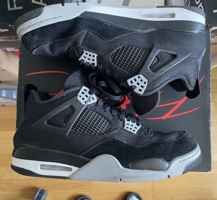 100 Original Nike Air Jordan 4 Retro Se Black Canvas