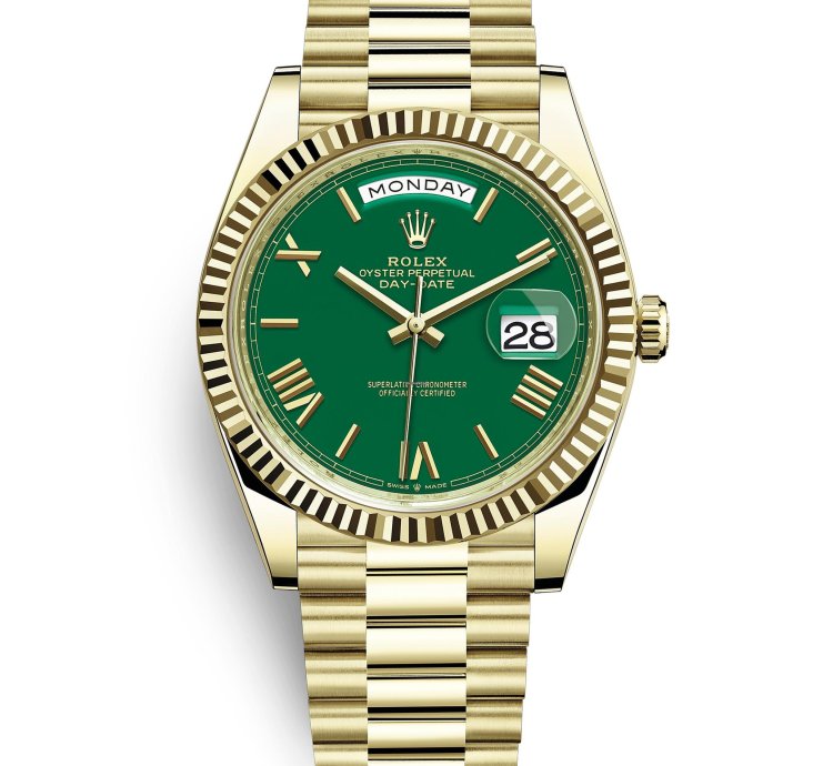Rolex Day-date 40 New 2025 228238 Green President Yellow Gold