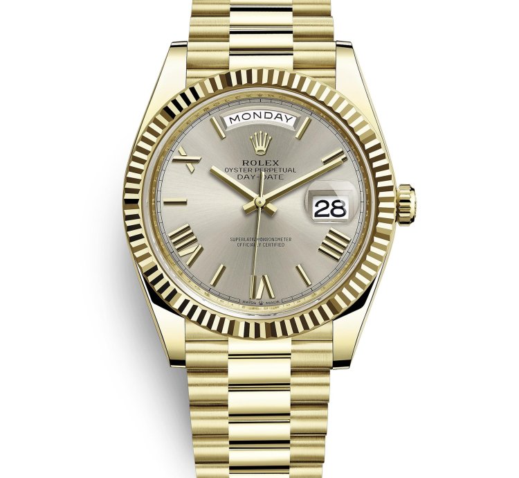Rolex Day-date 40 New 2025 228238 Silver Roman President Yellow Gold