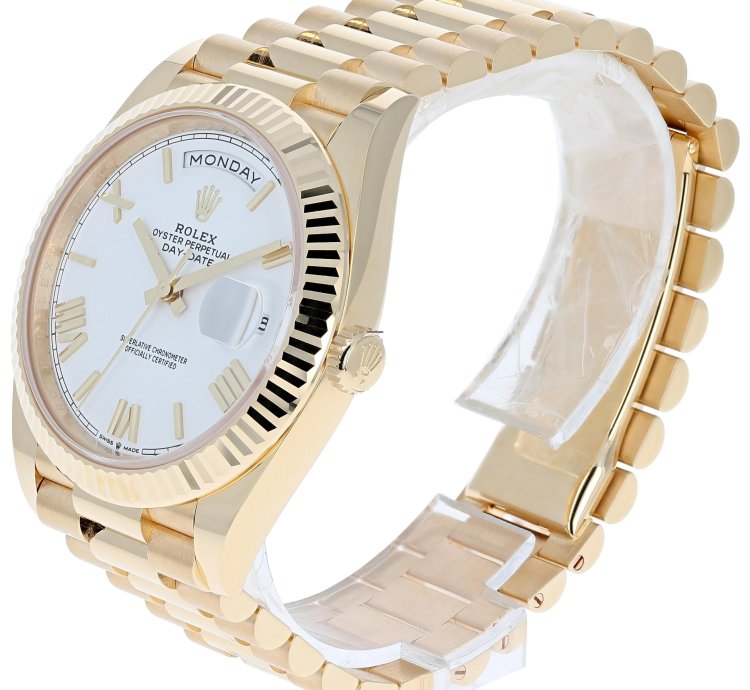 Rolex Day-date 40 New 2025 228238 White Roman President Yellow Gold