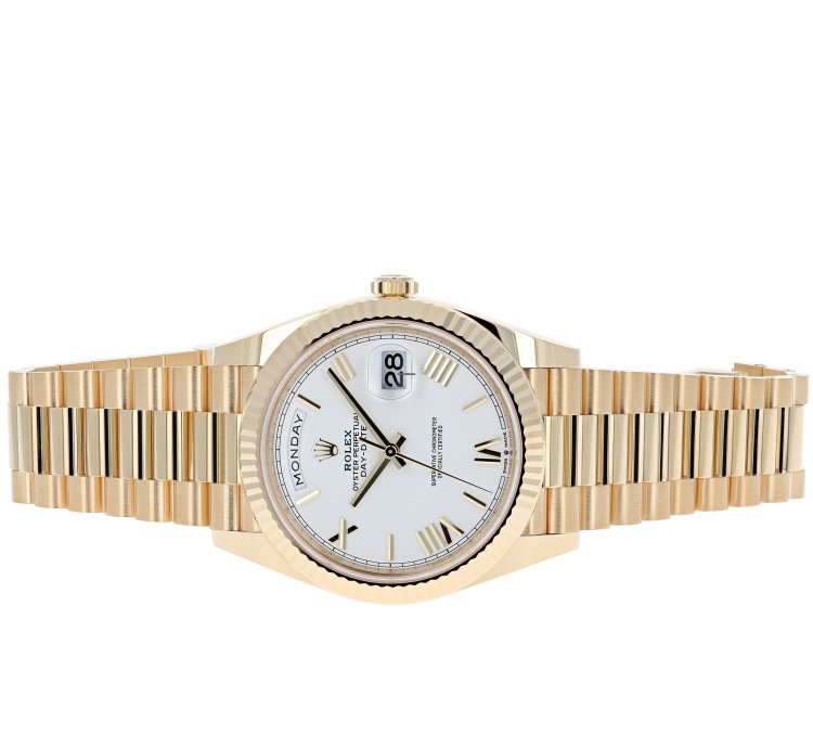 Rolex Day-date 40 New 2025 228238 White Roman President Yellow Gold