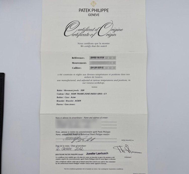 Patek Philippe Nautilus Full-set De Mint 5980 1a Black Dial 2012