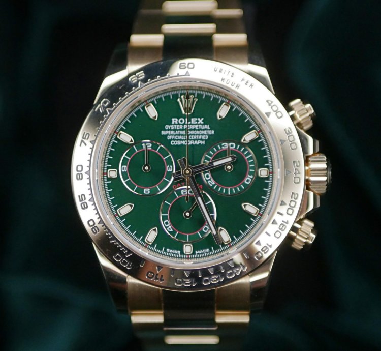 Rolex Daytona Mint Complete Set Daytona John Mayer 18k Yellow Gold Green Dial 116508