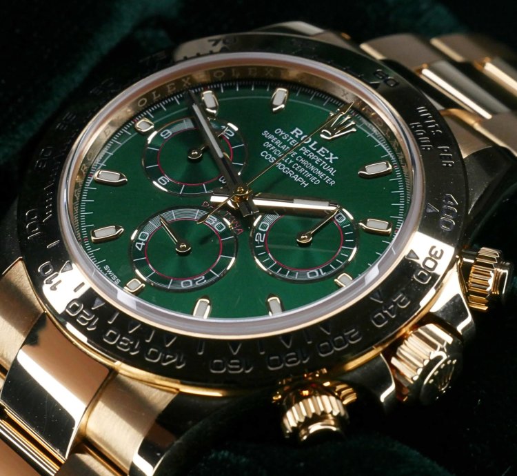 Rolex Daytona Mint Complete Set Daytona John Mayer 18k Yellow Gold Green Dial 116508