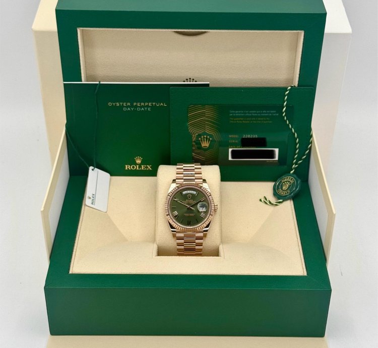 Rolex Day-date 40 New 2025 Day-date 40mm 228235 Presidential Rose Gold Olive Green Dial