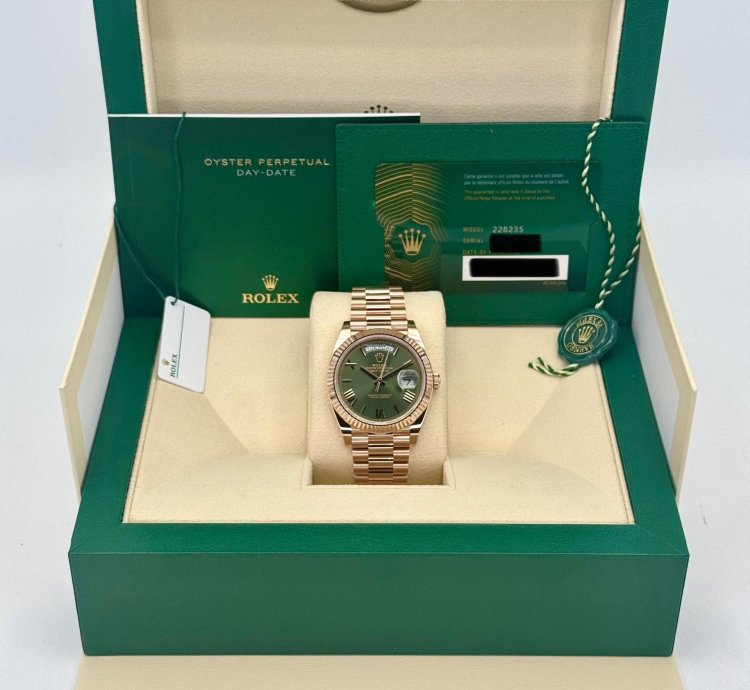 Rolex Day-date 40 New 2025 Day-date 40mm 228235 Presidential Rose Gold Olive Green Dial