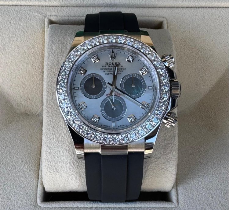 Rolex Daytona Mother Of Pearl Cosmograph Daytona December 2024 Diamond Panda White Tag Full Set