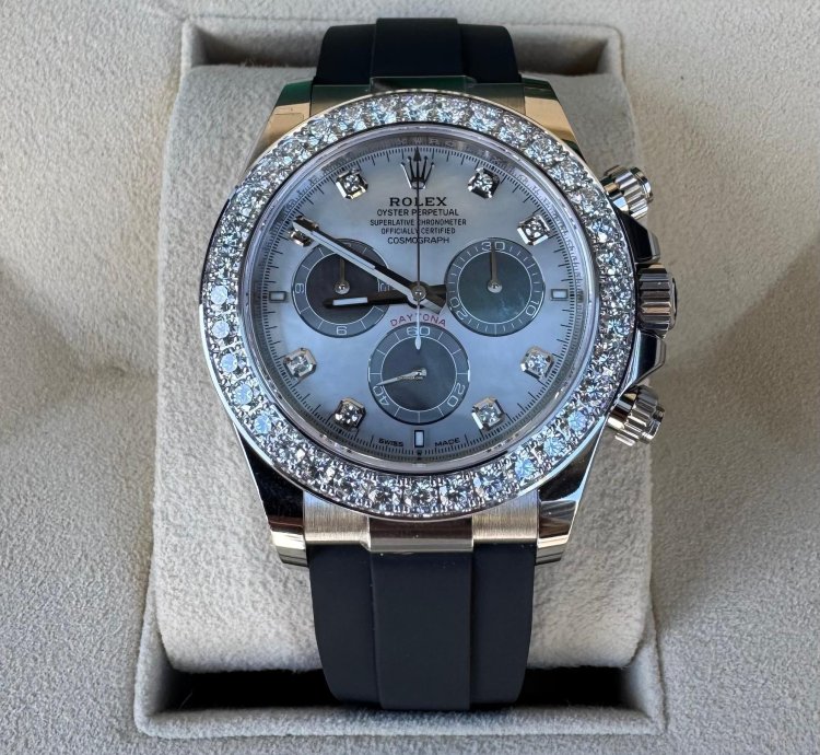 Rolex Daytona Mother Of Pearl Cosmograph Daytona December 2024 Diamond Panda White Tag Full Set