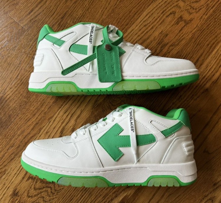 12 Off-white Out Of Office White Green Ooo 45 Low Tops Logo