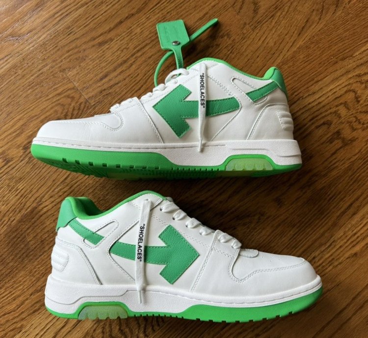 12 Off-white Out Of Office White Green Ooo 45 Low Tops Logo