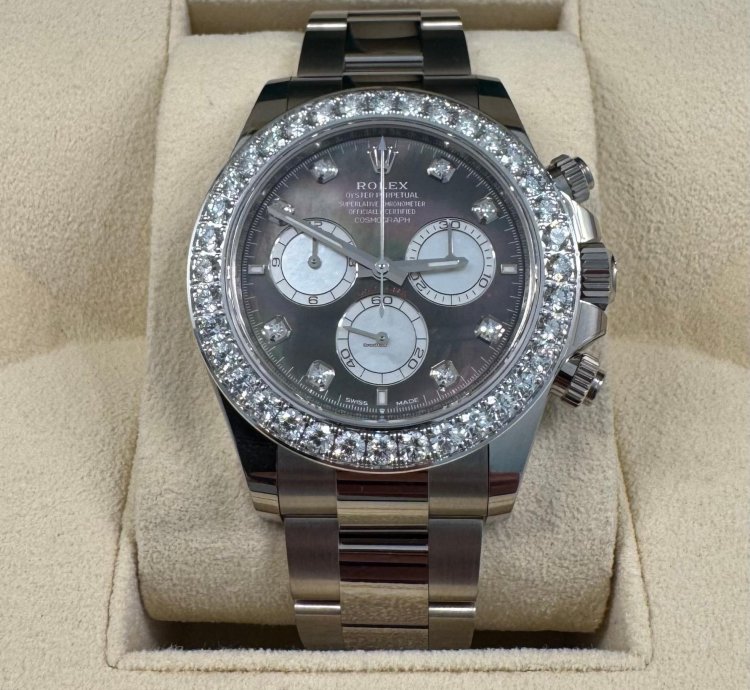 Rolex Daytona Mother Of Pearl Cosmograph Daytona Diamond Mother New December 2024 Diamond Panda White Tag Full Set