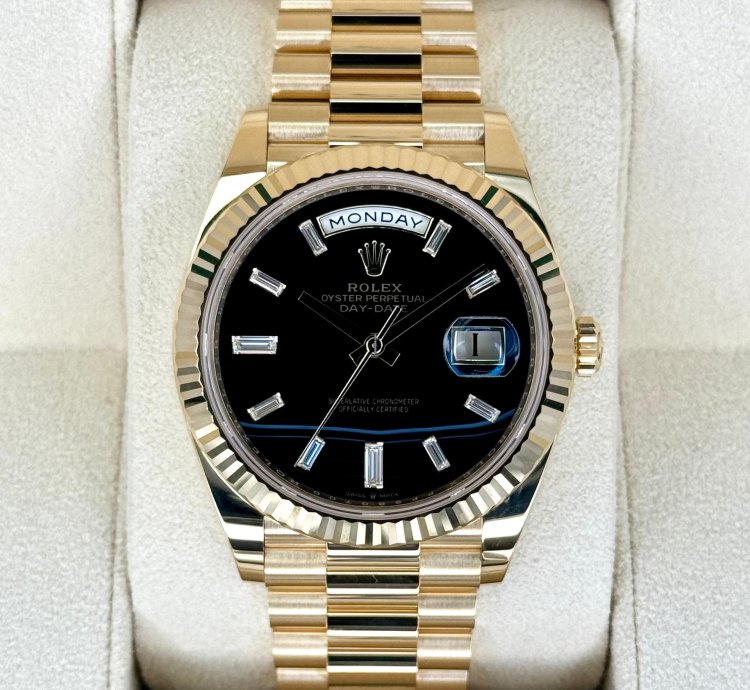 Rolex Day-date 40 New Day-date 40mm 228238 Black Onyx Diamond Baguette Dial