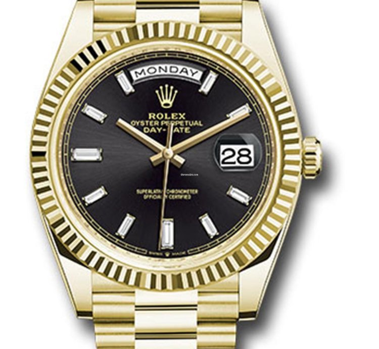 Rolex Day-date 40 New Day-date 40mm 228238 President Yellow Gold Presidential Bracelet Black Baguette Dial