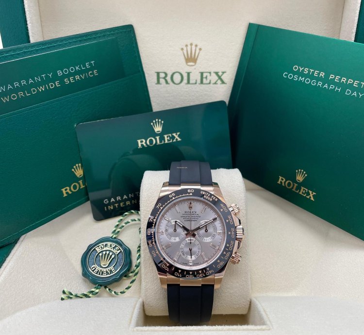 Rolex Daytona New 116515 Daytona Rose Gold Sundust Pink Baguette Dial Oysterflex Band