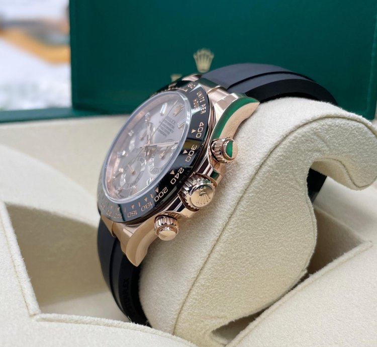 Rolex Daytona New 116515 Daytona Rose Gold Sundust Pink Baguette Dial Oysterflex Band