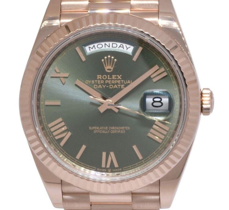Rolex Day-date 40 Nos Rolex Day-date 40 18k Everose Gold Olive Green Mens Watch 21 228235