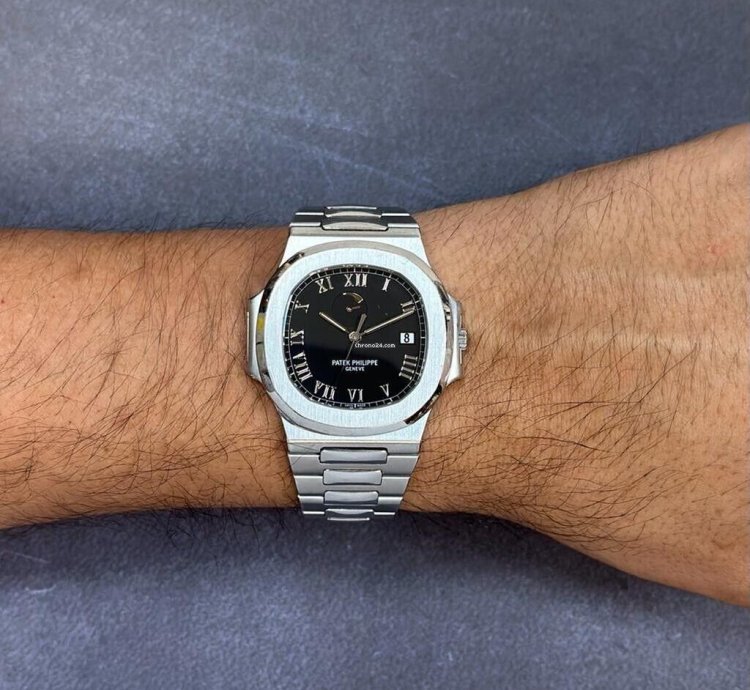 Patek Philippe Nautilus Jumbo Steel Black Power Reserve 42mm Watch 3710 1a