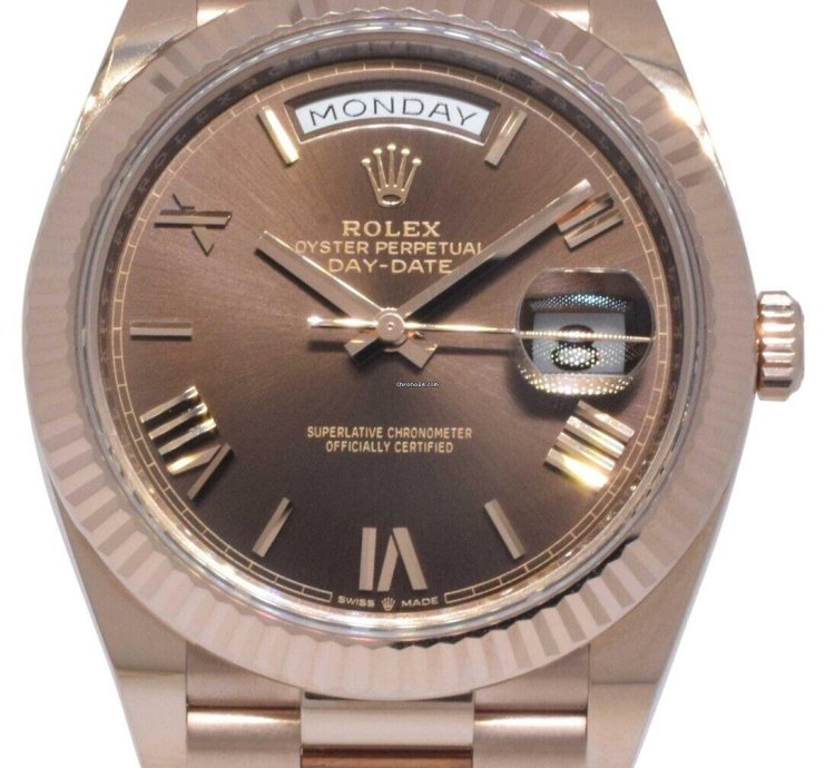 Rolex Day-date 40 Nos Rolex Day-date 40 18k Rose Gold Chocolate Roman Mens Watch 21 228235