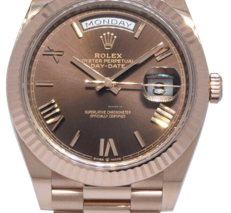 Rolex Day-date 40 Nos Rolex Day-date 40 18k Rose Gold Chocolate Roman Mens Watch 21 228235