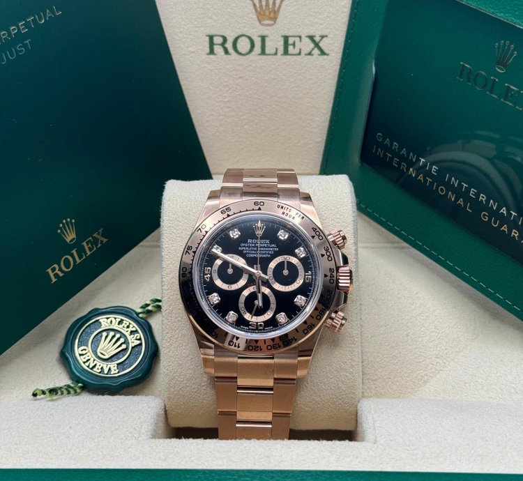 Rolex Daytona New 2022 Black Diamond Dial Rose Gold Daytona Chronograph Oyster Bracelet