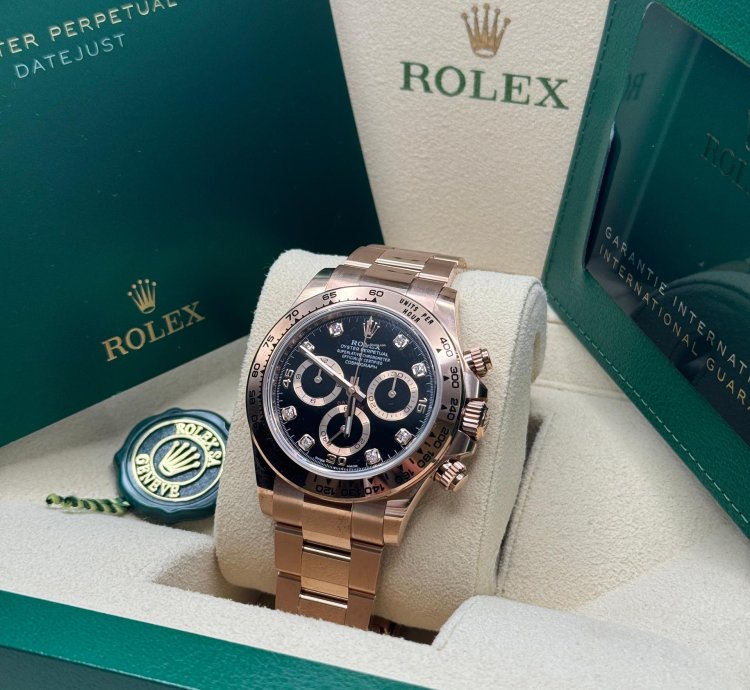 Rolex Daytona New 2022 Black Diamond Dial Rose Gold Daytona Chronograph Oyster Bracelet